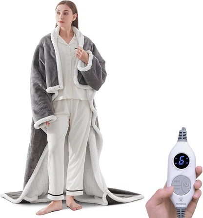 Electric Snuggle Throw Blankets with Foot Pocket