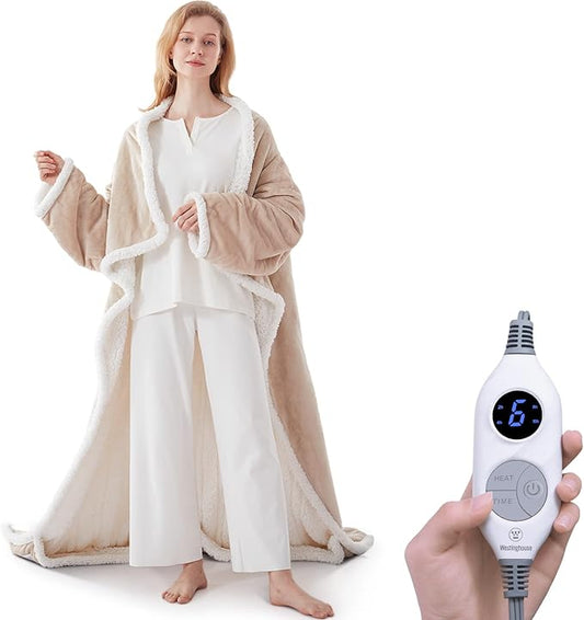 Electric Snuggle Throw Blankets with Foot Pocket